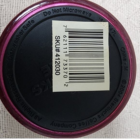 Starbucks Metallic Magenta Pink 16 oz Tumbler Travel Mug Flip Top 2004 Rare - Picture 5 of 11